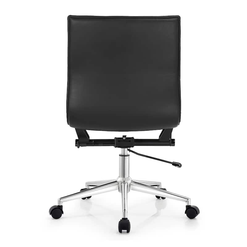 Swivel Mid-back Armless PU Leather Ridded Office Chair With Wheels For Conference Room Hotel Task Work Computer Executive