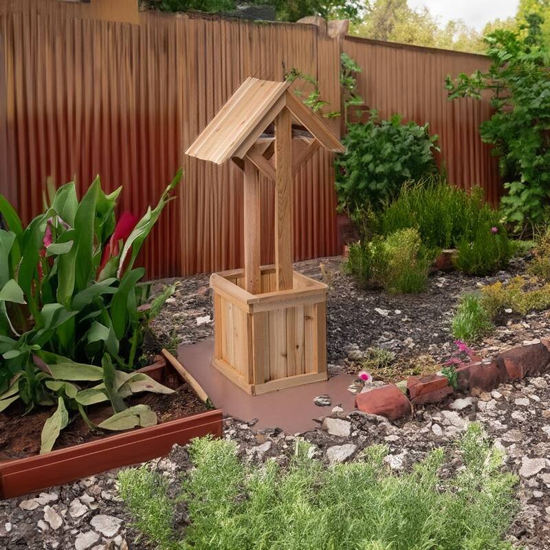 All Things Cedar 4-Ft Outdoor Wishing Well Planter Box for Flowers and Plants - 21