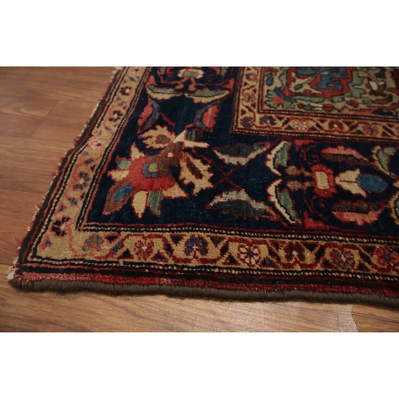 Hand Knotted Oriental 100% Wool Carpet Traditional Floral Navy Blue & Blues Bakhtiari Area Rug - 6' 6'' X 5' 2''