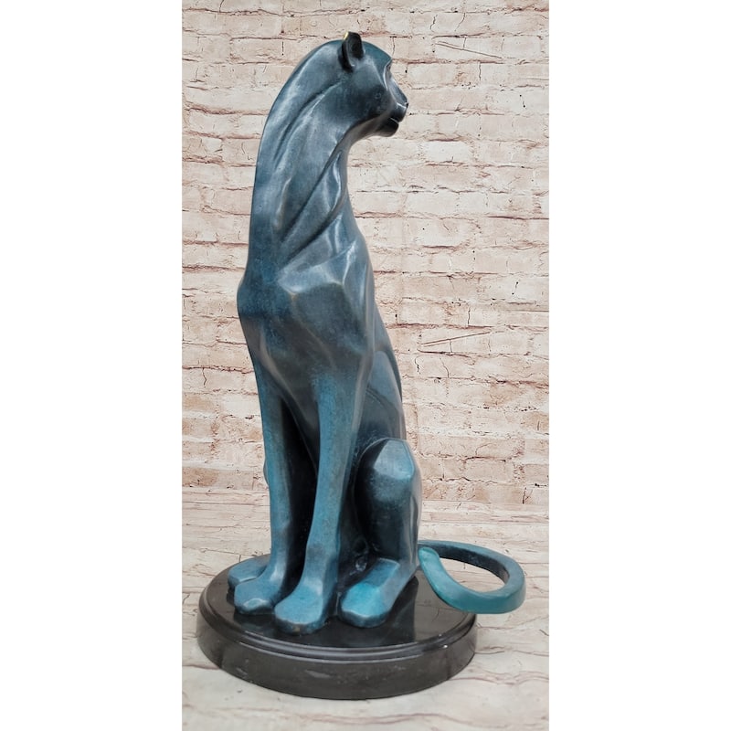 Hand Made Cougar Puma Mountain Lion Genuine Bronze Sculpture By Henry Moore