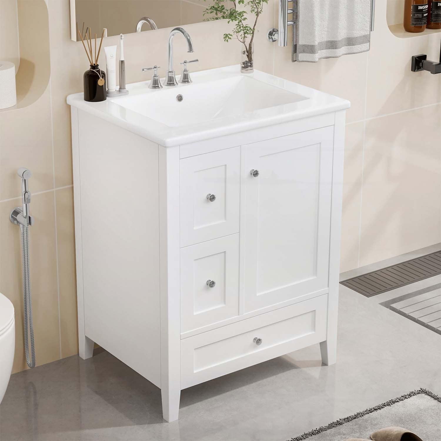 24-Inch Bathroom Vanity with Storage,Adjustable Shelf