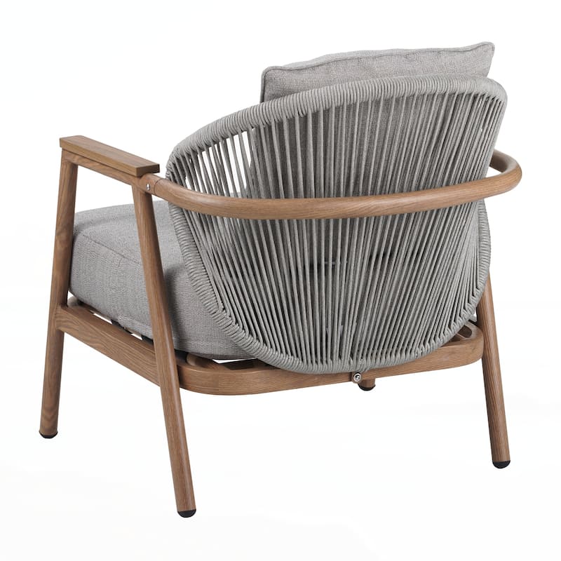 Set of 2 Outdoor Rope Club Chair, Teak Finished