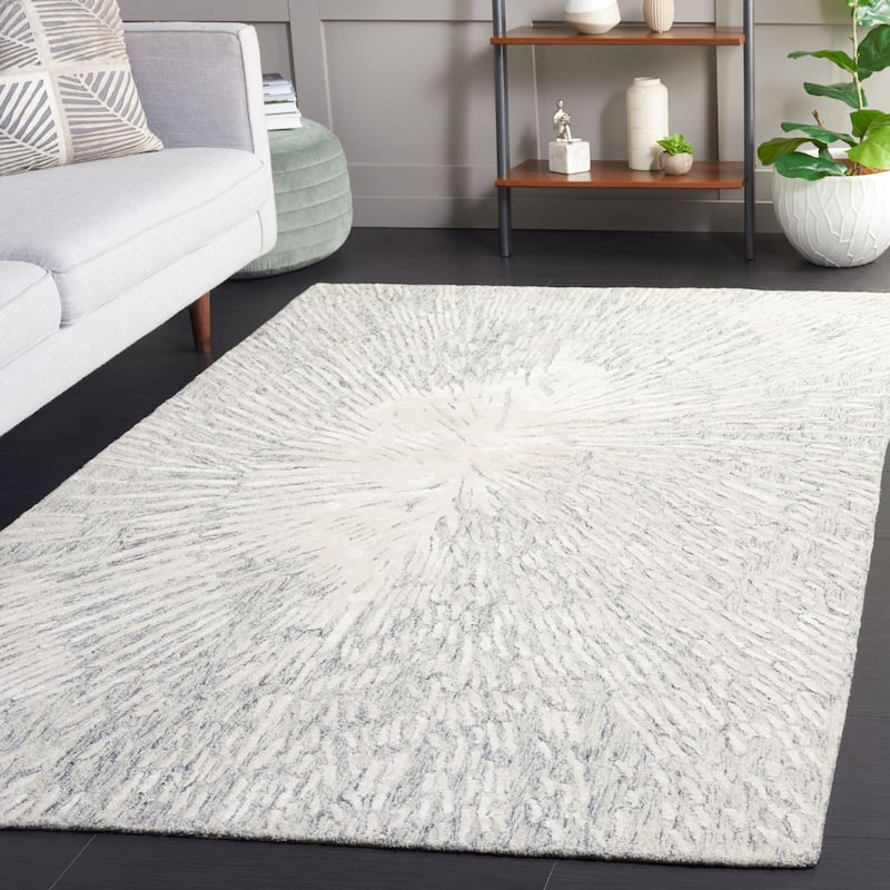 SAFAVIEH Handmade Soho Chanelle Modern Abstract Wool Rug - 6' x 9' - Grey/Ivory