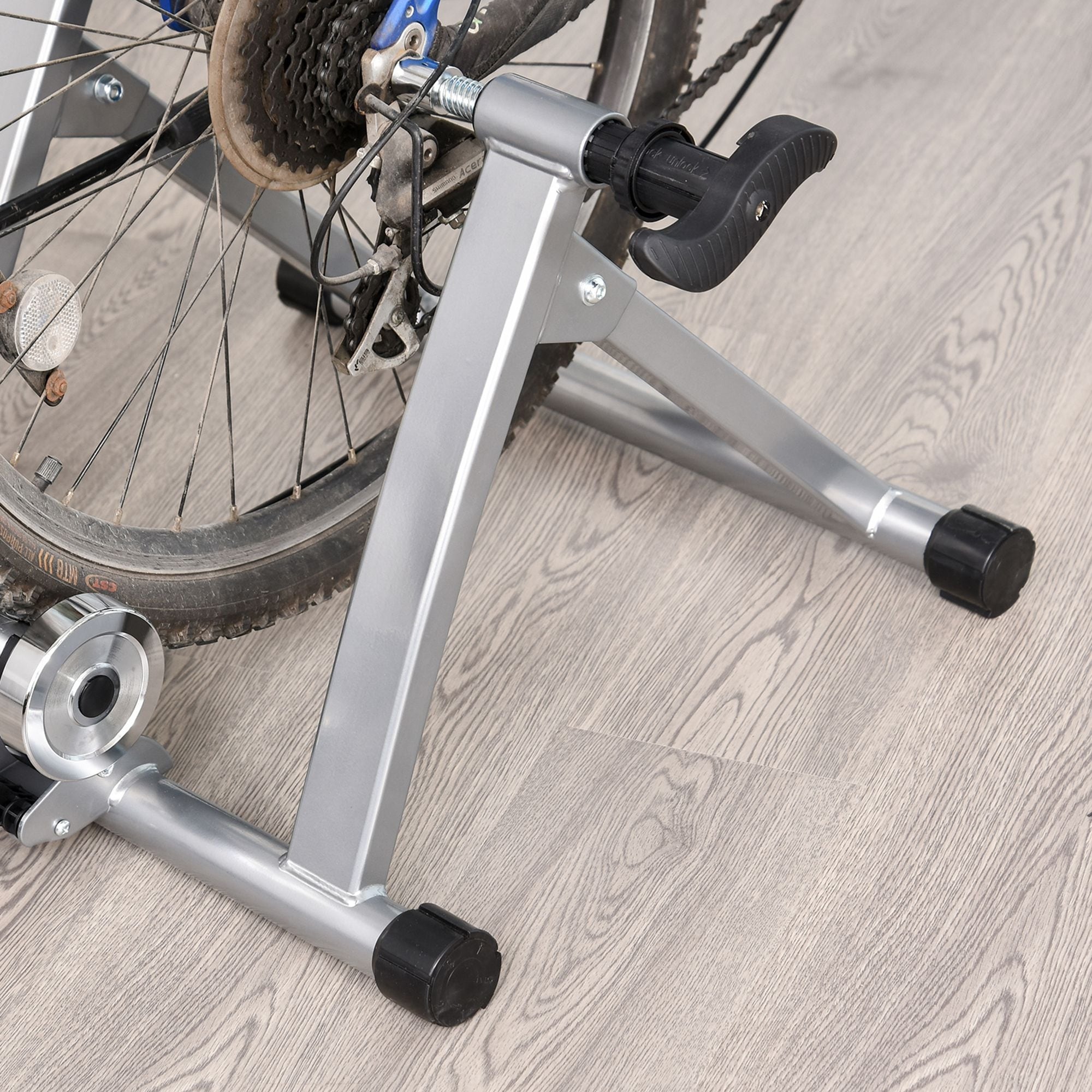 Soozier Magnetic Bike Bicycle Trainer Stand Indoor Exerciser w 5 Levels of Adjustable Resistance Silver 21.4