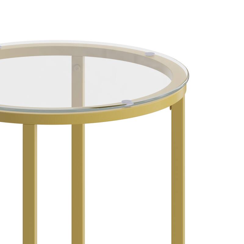 Glass Console Table with Criss Cross Matte Gold Frame - Occasional Table