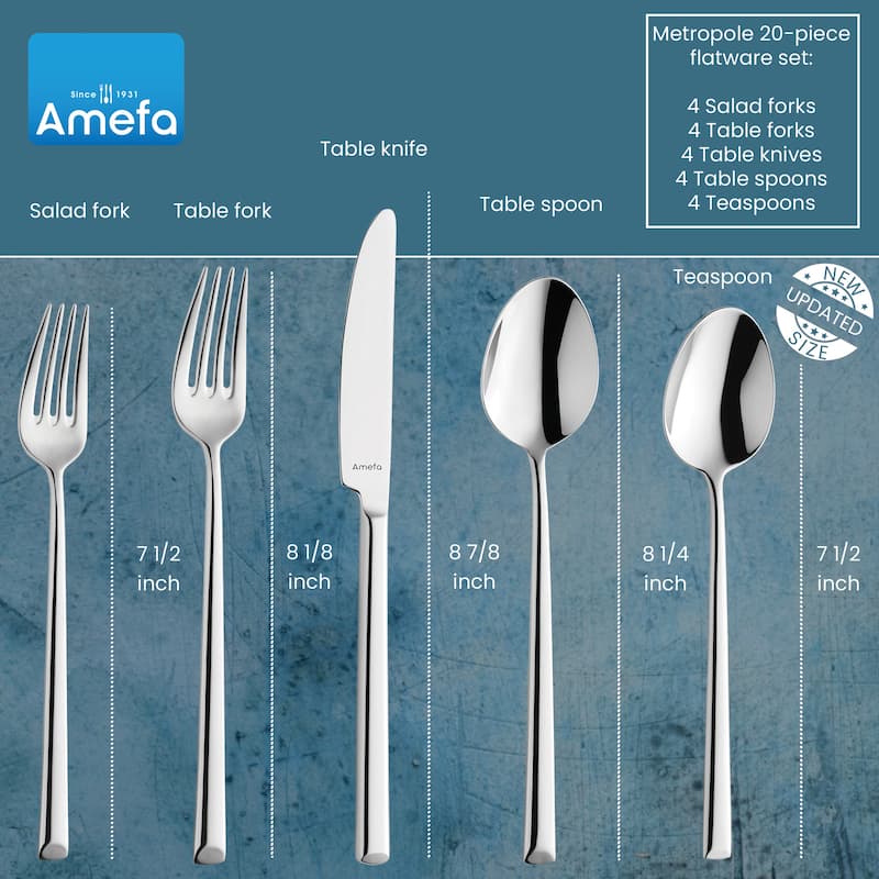 Amefa Metropole 20 Piece 18/10 Stainless Steel Flatware Set