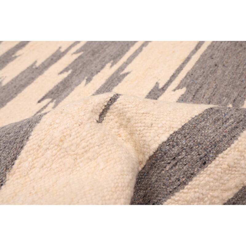 ECARPETGALLERY Flat-Weave Marrakech Cream Wool Kilim - 5'0 x 8'0