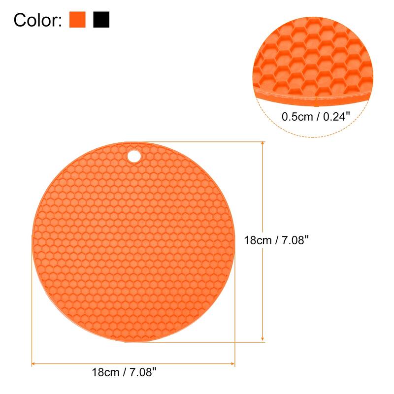 4pcs Silicone Table Trivet Mat Non-Slip Heat Resistant Pads - Orange+Black