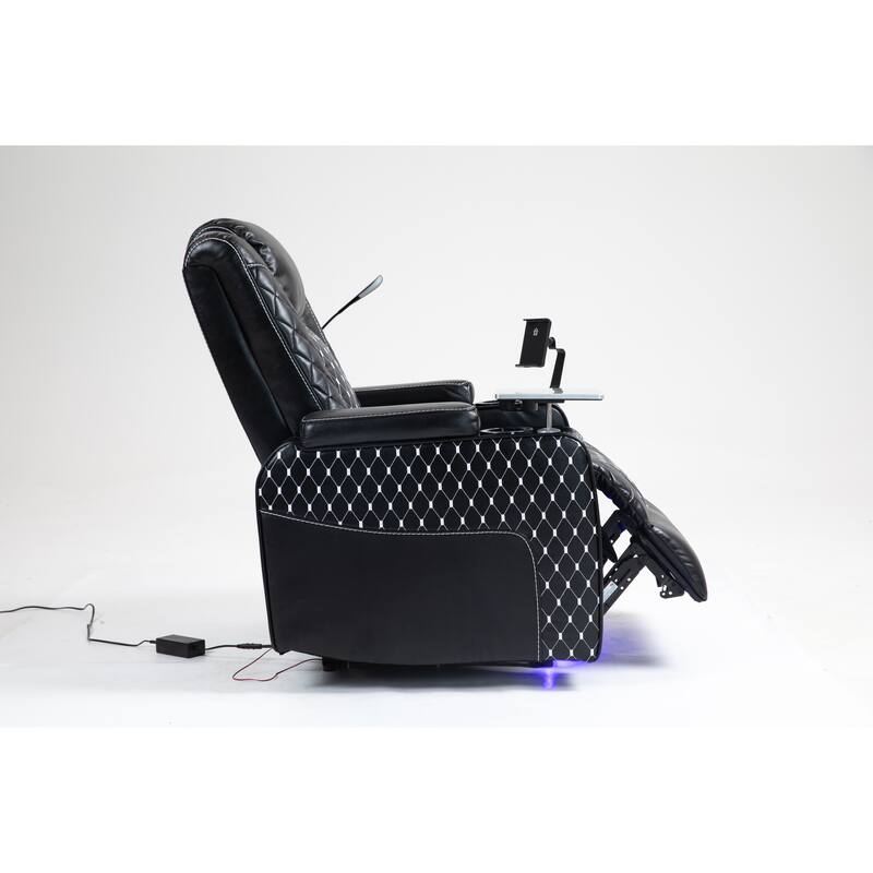 Leather Zero‑Gravity Recliner Chair with Infinite Position, LED & Cup Holders