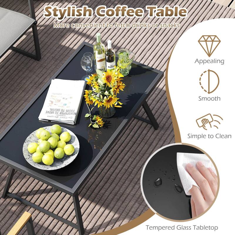 Costway 4 PCS Patio Furniture Set with Padded Fabric Seat & - See Details