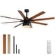 preview thumbnail 2 of 42, 52/66-In Farmhouse Style Industrial Windmill Large Ceiling Fan with Light and Remote 66in with metal shade - Black with Brown Blades