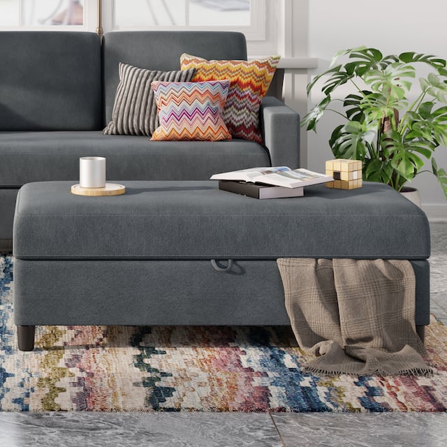 Futzca Modern L-shaped Compact Convertible Sectional Sofa w/ Reversible Chaise - Ottoman*Grey