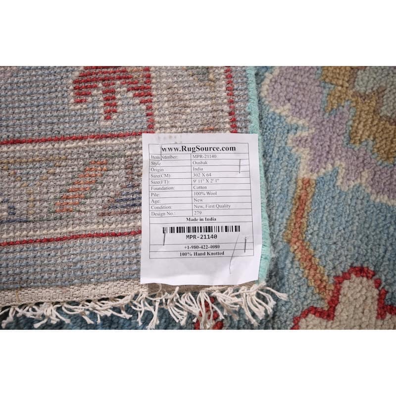 Blue Light Oushak Oriental Area Rug Handmade Wool Carpet - 8'0"x 10'0"
