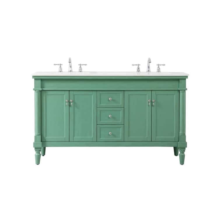 Elegant Lighting VF13060D Lexington 60" Free Standing Double Basin - Vintage Mint - Painted