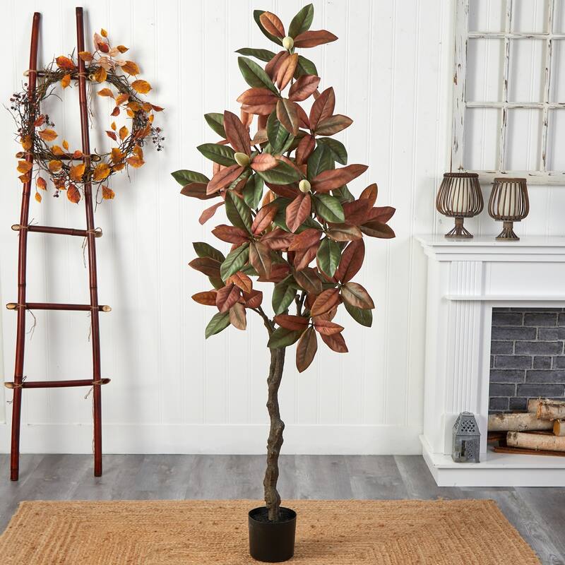 6Ft Artificial Tree Indoor, Fall Display Tree, 20" x 18" x 72" - Home Decor Accent - Green - 51-60 Inches
