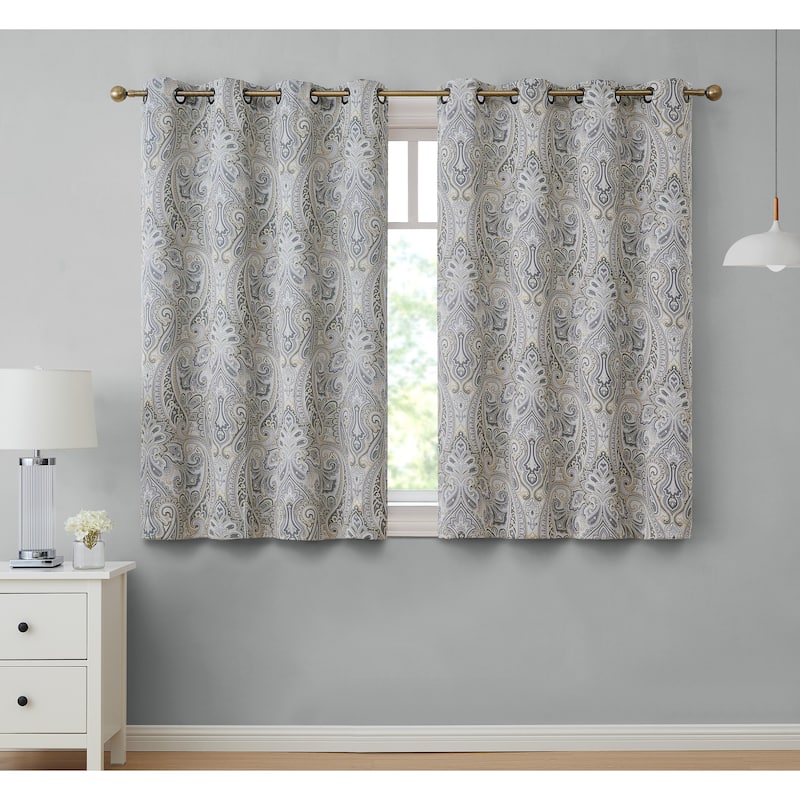 HLC.me Paris Paisley Print Light Reducing Filtering Grommet Window Curtain Panels - Set of 2