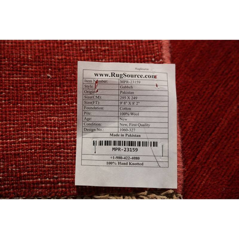 Red Gabbeh Oriental Area Rug Handmade Wool Carpet - 8'2" x 9'8"