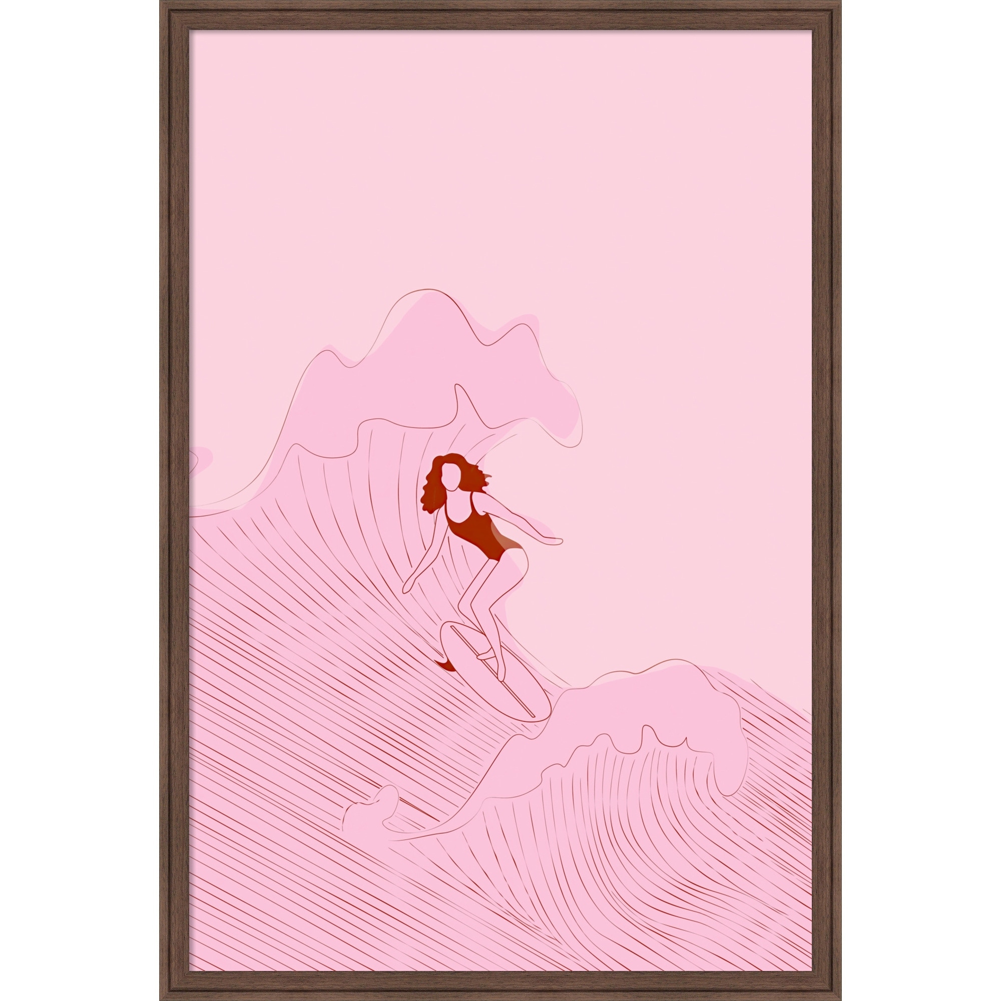 Pinkwave by Treechild Framed Mounted Canvas Wall Art Print