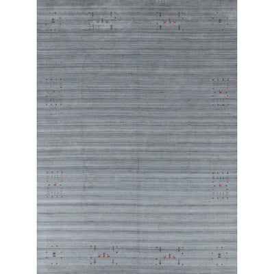 Hand Knotted Oriental 100% Wool Carpet Tribal Tribal Greys & Charcoal Gabbeh Area Rug - 10' 0'' X 8' 7''