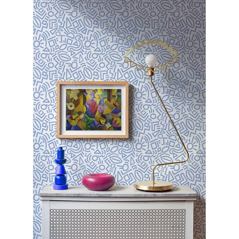 Aelfie Periwinkle Doodle Abstract Peel & Stick Wallpaper