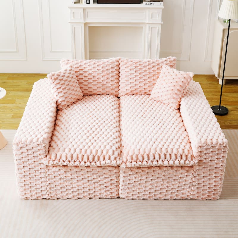 Free Combination Modular Couch Fluffy Turtle Velvet Sectional Sofa