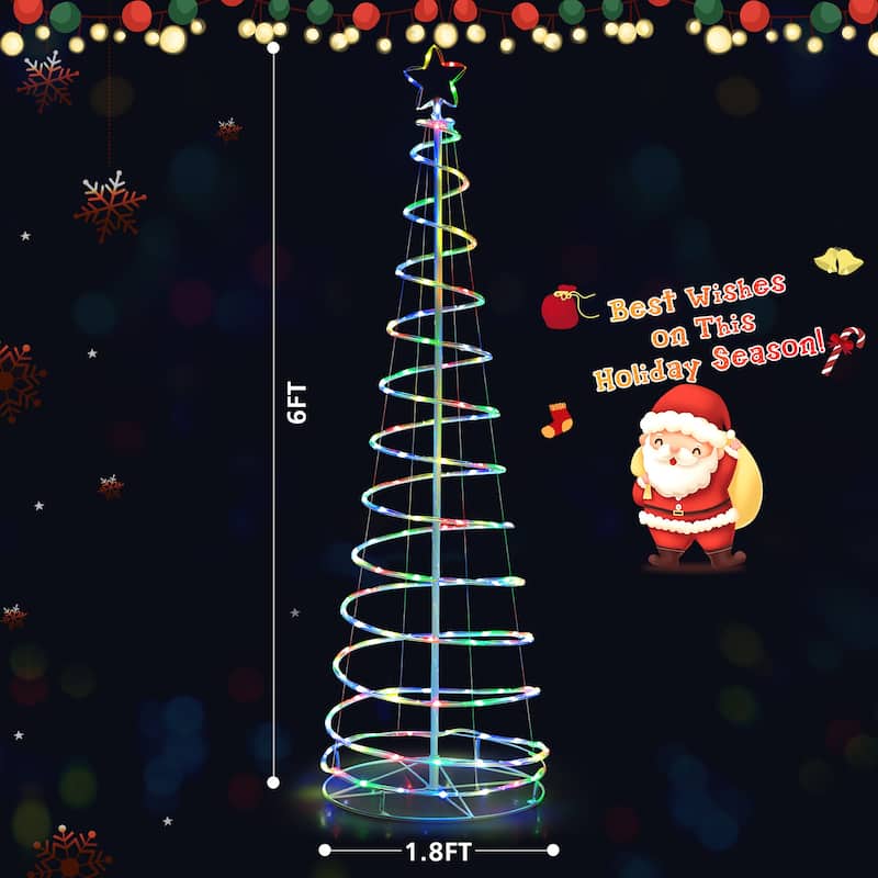 Costway 6 FT Spiral Christmas Tree with135 LED Lights 10 Lighting - See Details