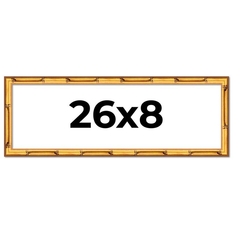 26x8 Frame Gold Bamboo Picture Frame Modern Photo Frame Includes UV Acrylic Shatter Guard Front Acid Free Foam Backing Board