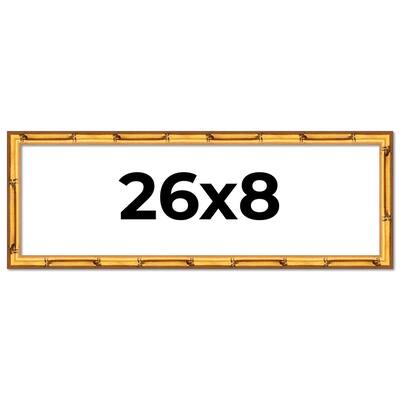 26x8 Frame Gold Bamboo Picture Frame Modern Photo Frame Includes UV Acrylic Shatter Guard Front Acid Free Foam Backing Board