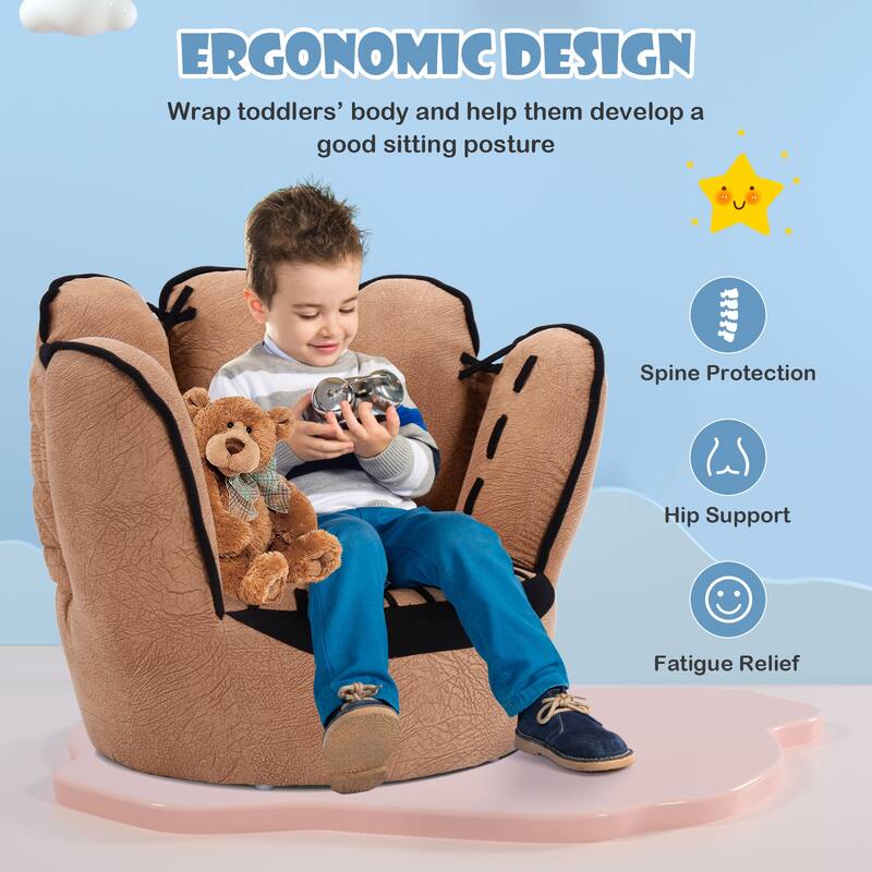 Five Fingers Baseball Glove Shaped Kids Sofa with Fun and Durable Seating for Young Baseball Fans - 23" x 19" x 17"