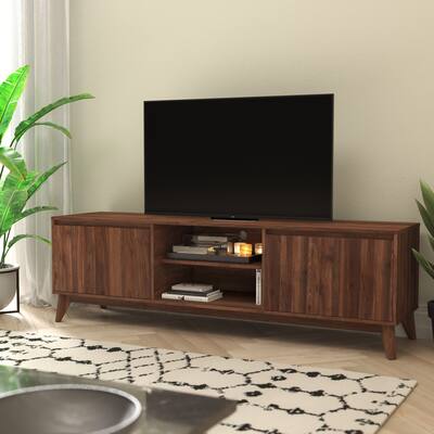 TV Stand with Adjustable Middle Shelf - Dual Soft Close Storage Doors
