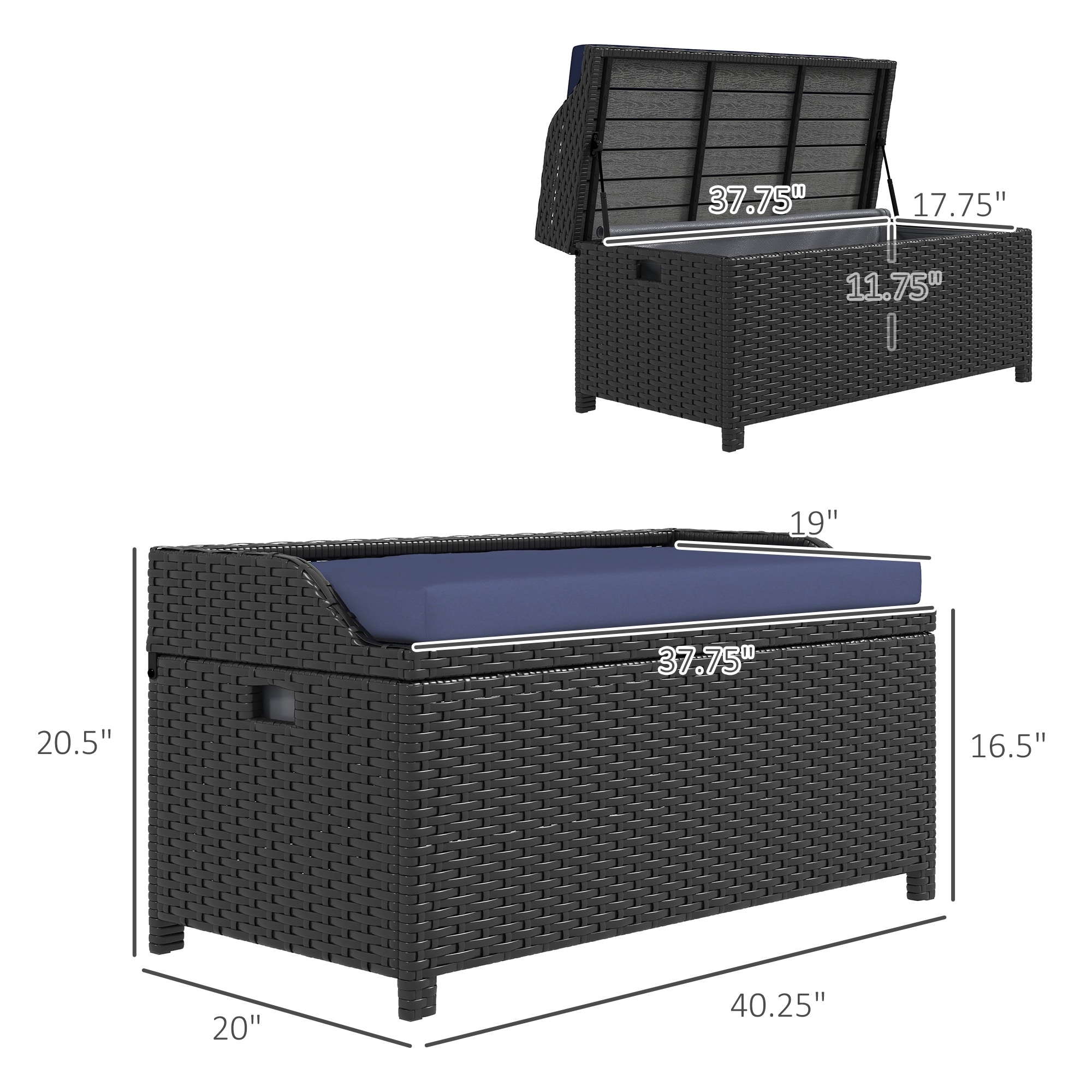 Outdoor Table Outsunny Outdoor Wicker Storage Bench Deck Box, PE