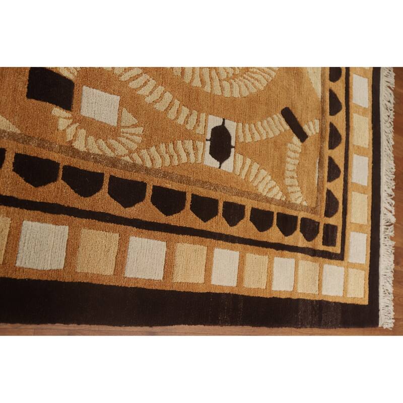 All-Over Nepalese Oriental Large Rug Hand-knotted Wool Carpet - 10'9" x 15'0"