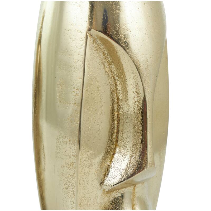 Gold Aluminum Metal Face Decorative Vase with Abstract Details (Set of 2)