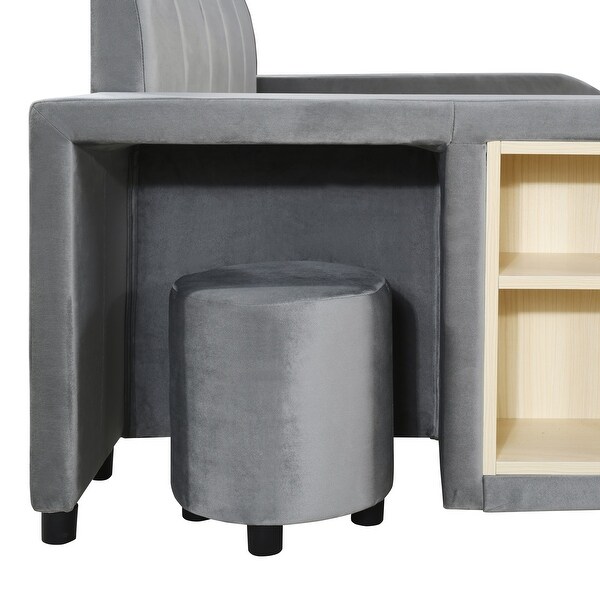 Bear-Shaped Upholstered Platform Bed with Embedded Light