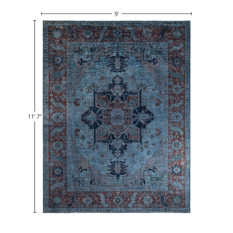 Overdyed, One-of-a-Kind Hand-Knotted Area Rug - Gray - 9' 0" x 11' 7"