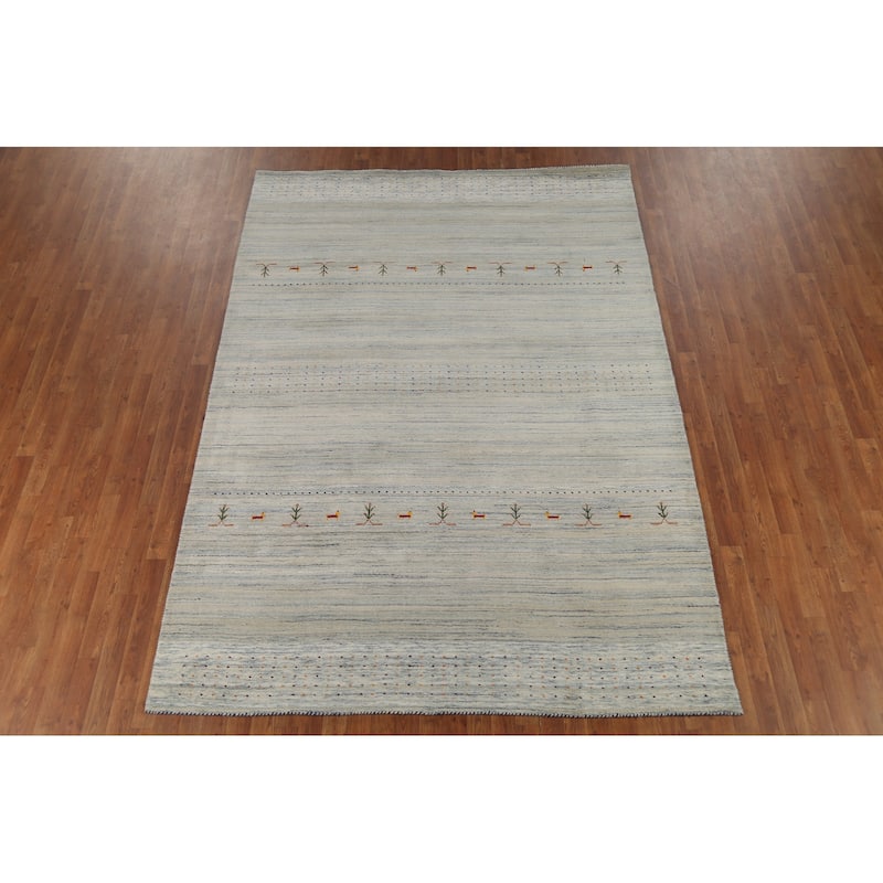 Striped Gabbeh Oriental Area Rug Handmade Wool Carpet - 6'10"x 9'9"
