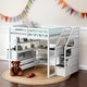 preview thumbnail 2 of 16, Multifunctionl Design Full Size Loft Bed with Desk and Shelves, Two Built-in Drawers, Storage Staircase, Maximized Space, White