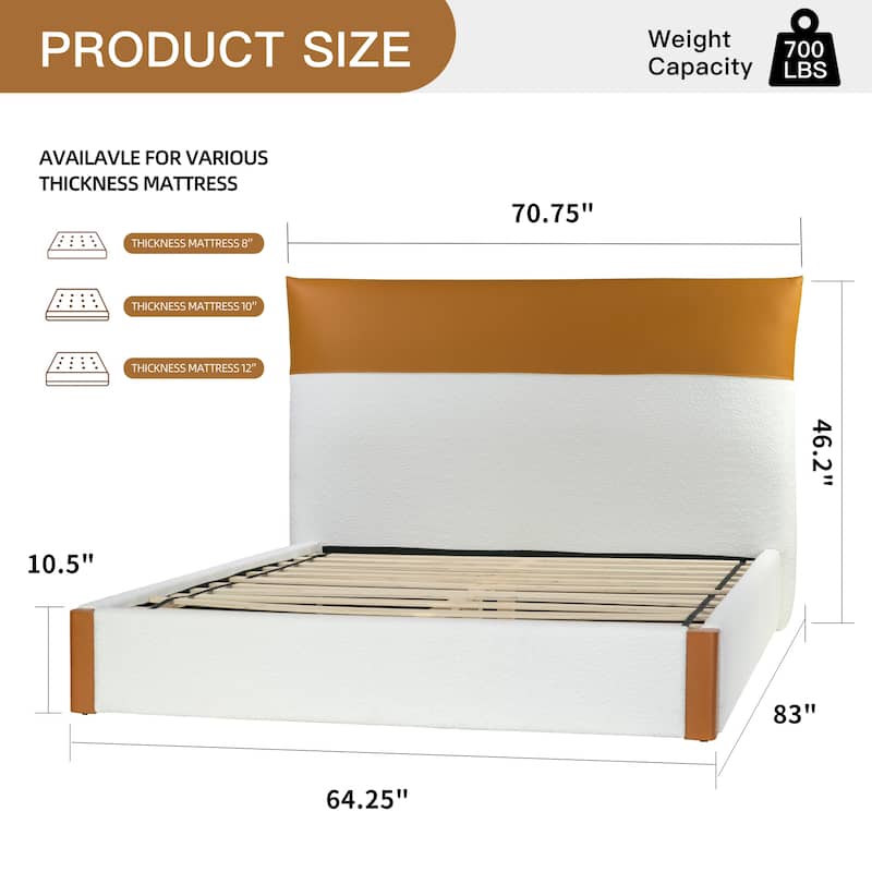 Brea Upholstered Queen Bed in Contrasting Colored Upholstery