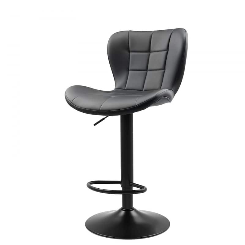 Set of 2 Adjustable Height Counter Bar Stools with Comfortable PU Leather Cushion Seat and Footrest - 18.50” x 21.06” x 35.04”