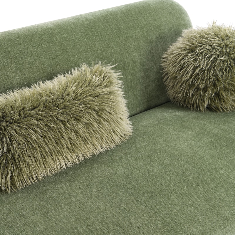 Furniture of America Velin Mid Century Modern OEKO TEX Chenille Sofa with Ball Pillows