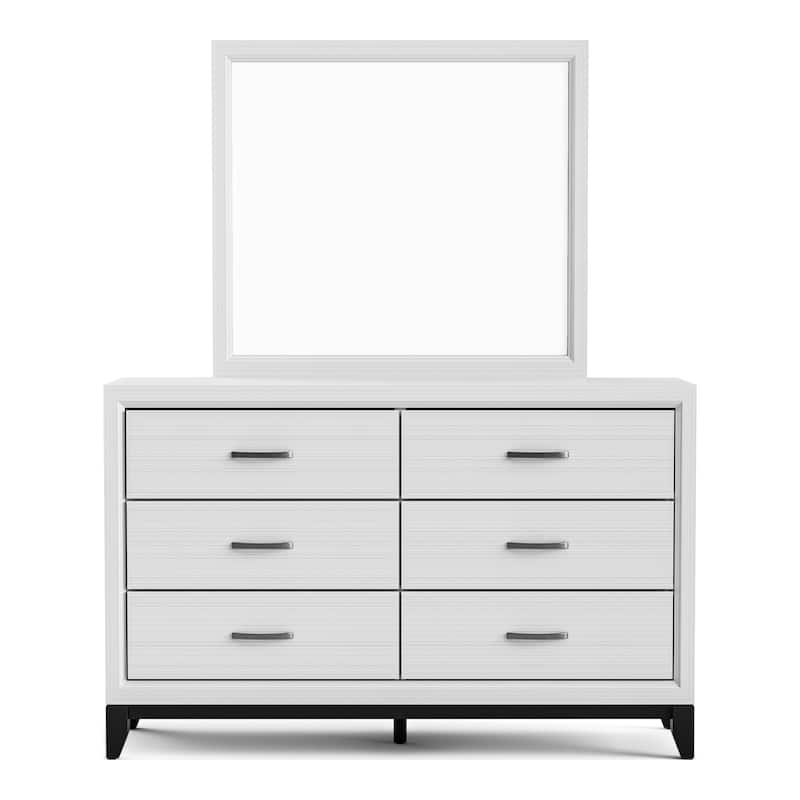 Furniture of America Lante Modern 6-Piece Two-Tone Design Panel Bedroom Set