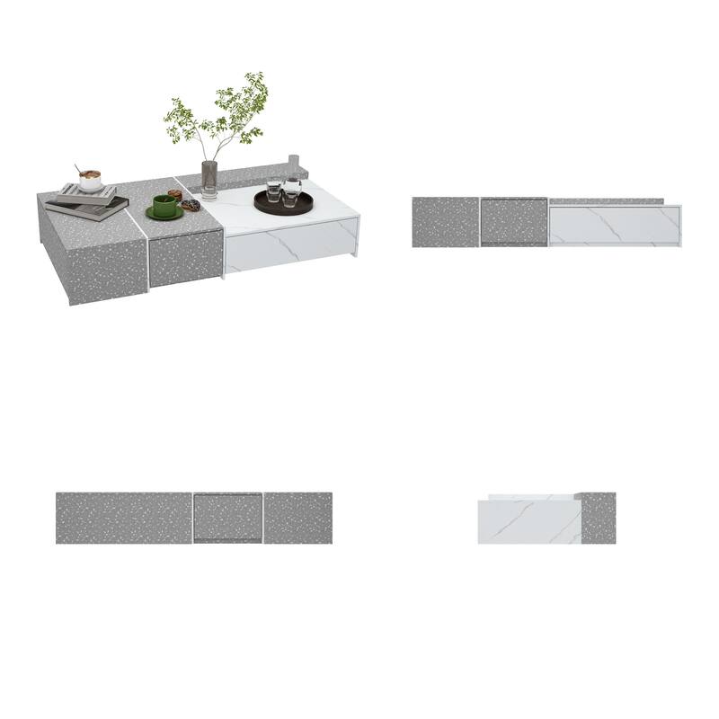 Living Space Table Terrazzo Finish and Secret Storage Coffee Table 63"x31.5” Bed Bath