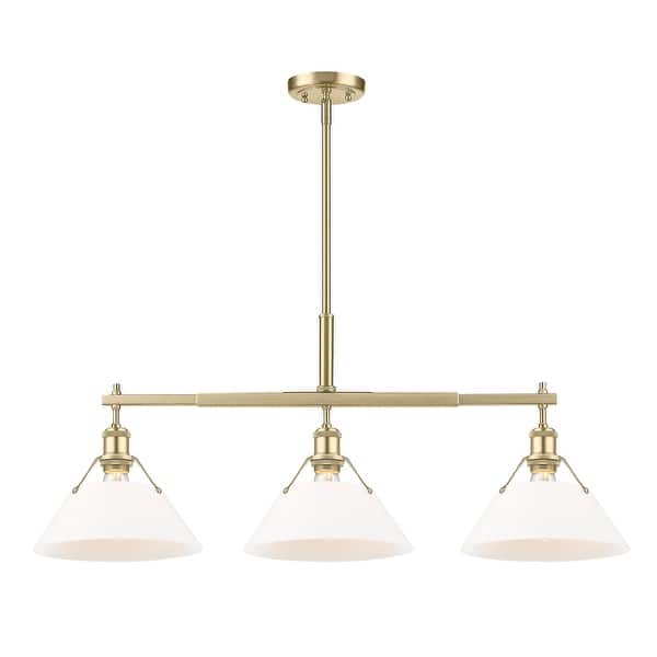 slide 2 of 2, Yep by Golden Lighting Orwell 3-light Island Light in Brushed Champagne Brass and Opal Glass - Gold