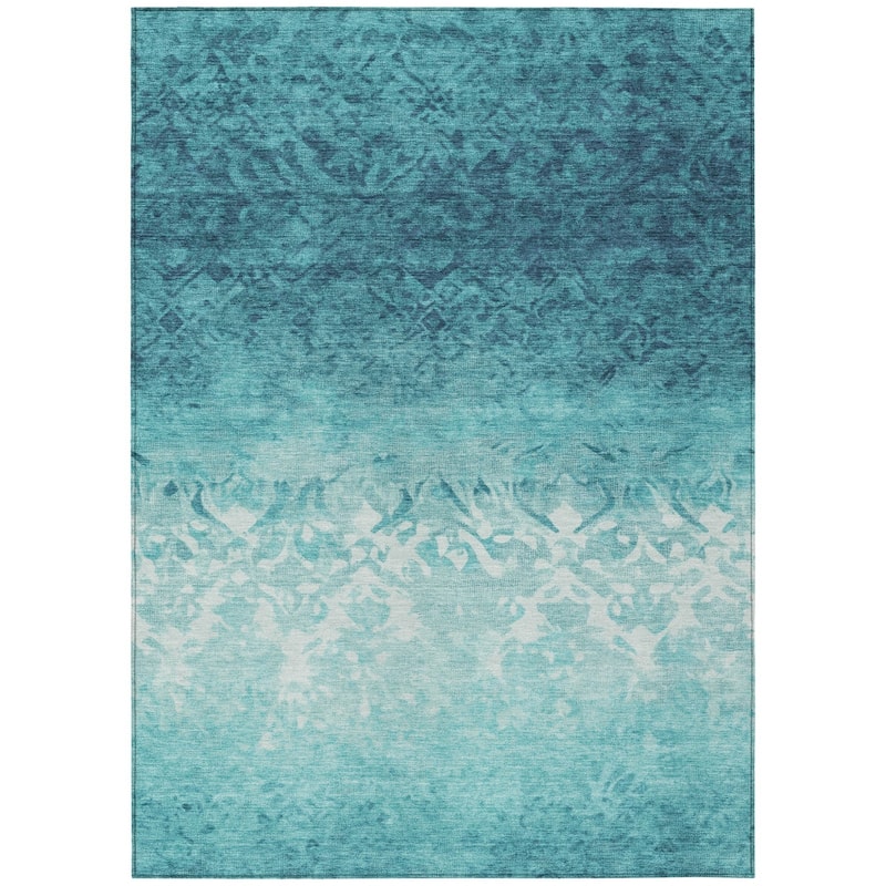 HomeRoots Damask Transitional Rectangle Outdoor Rug