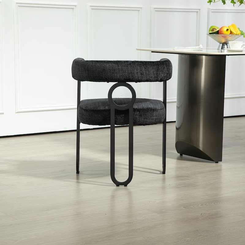 Contemporary Chenille Fabric Upholstered Accent/Dining Chair/Barrel Side Chairs Kitchen Armchair for Living Room set of 1