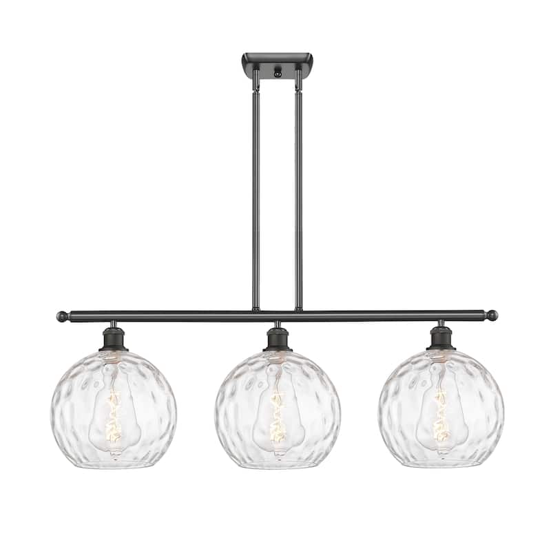 Innovations Lighting Athens Water Glass 3 Light 37" Stem Hung Island Light - Oil Rubbed Bronze