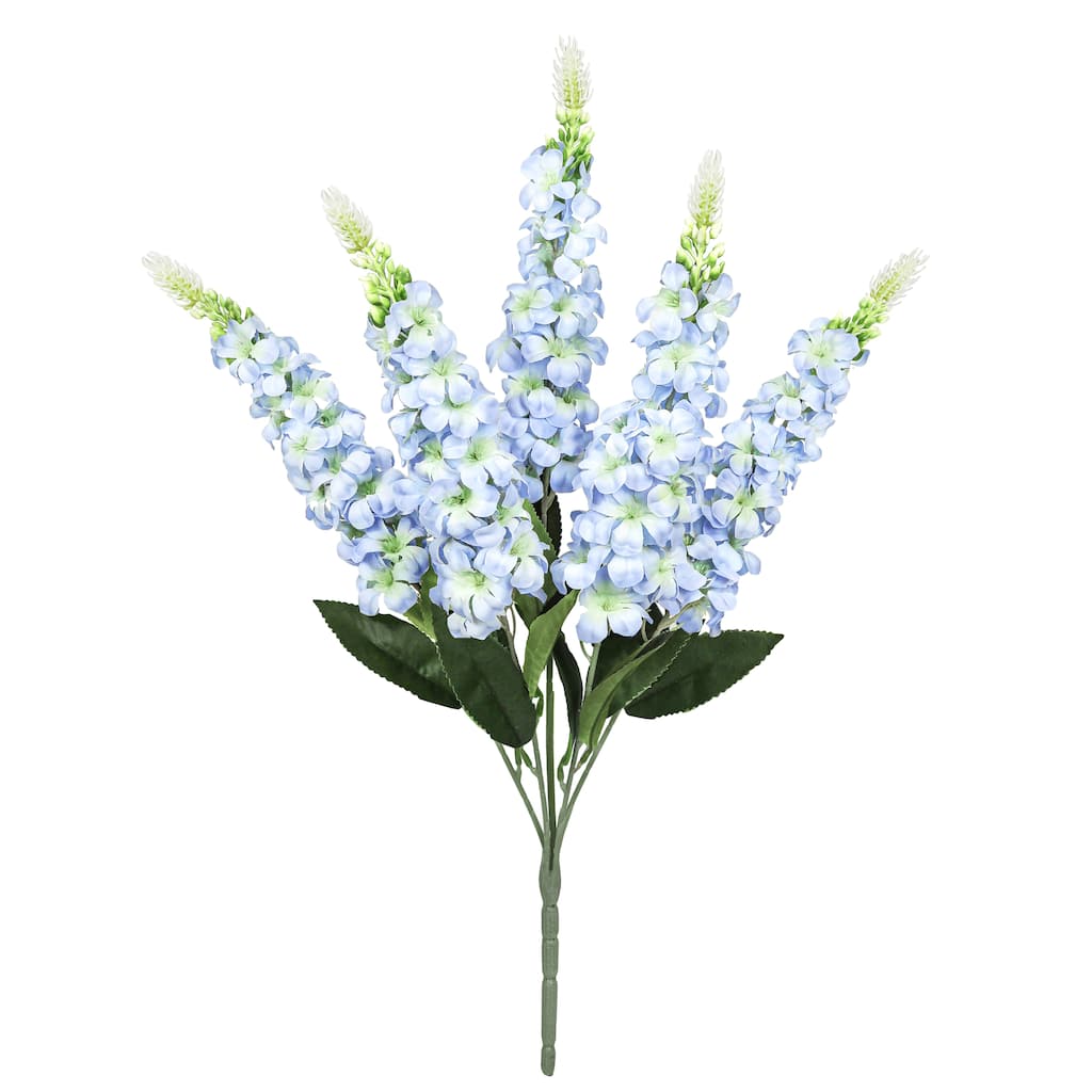 Set of 2 Blue Artificial Larkspur Flower Stem Bush Bouquet 23in - 23" L x 8" W x 8" DP
