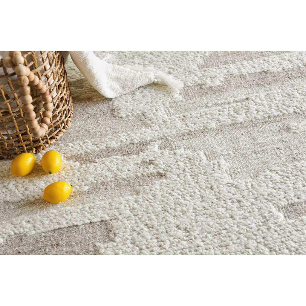 Exquisite Rugs Canyon Handmade Handwoven New Zealand Wool Ivory/Beige Area Rug