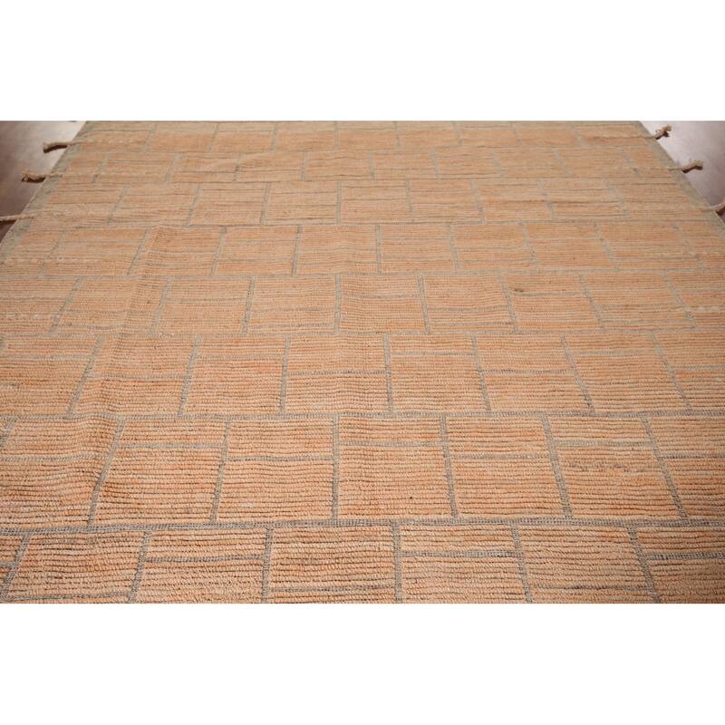 Striped Moroccan Area Rug Handmade Wool Carpet - 8'11"x 12'6"