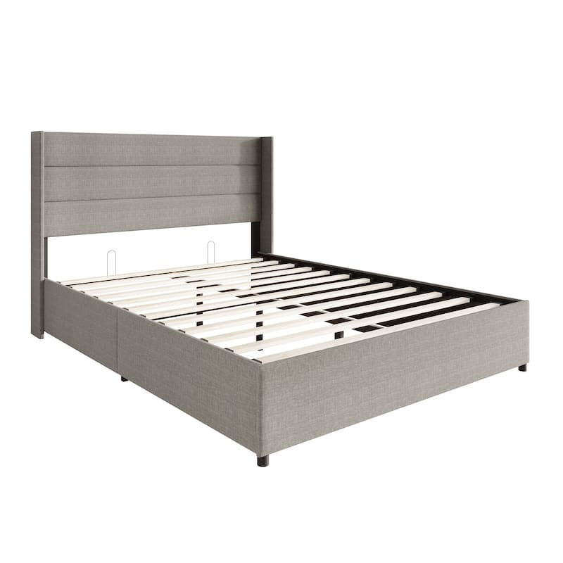 CraftPorch Modern Wingback Platform Lift Up Storage Bed